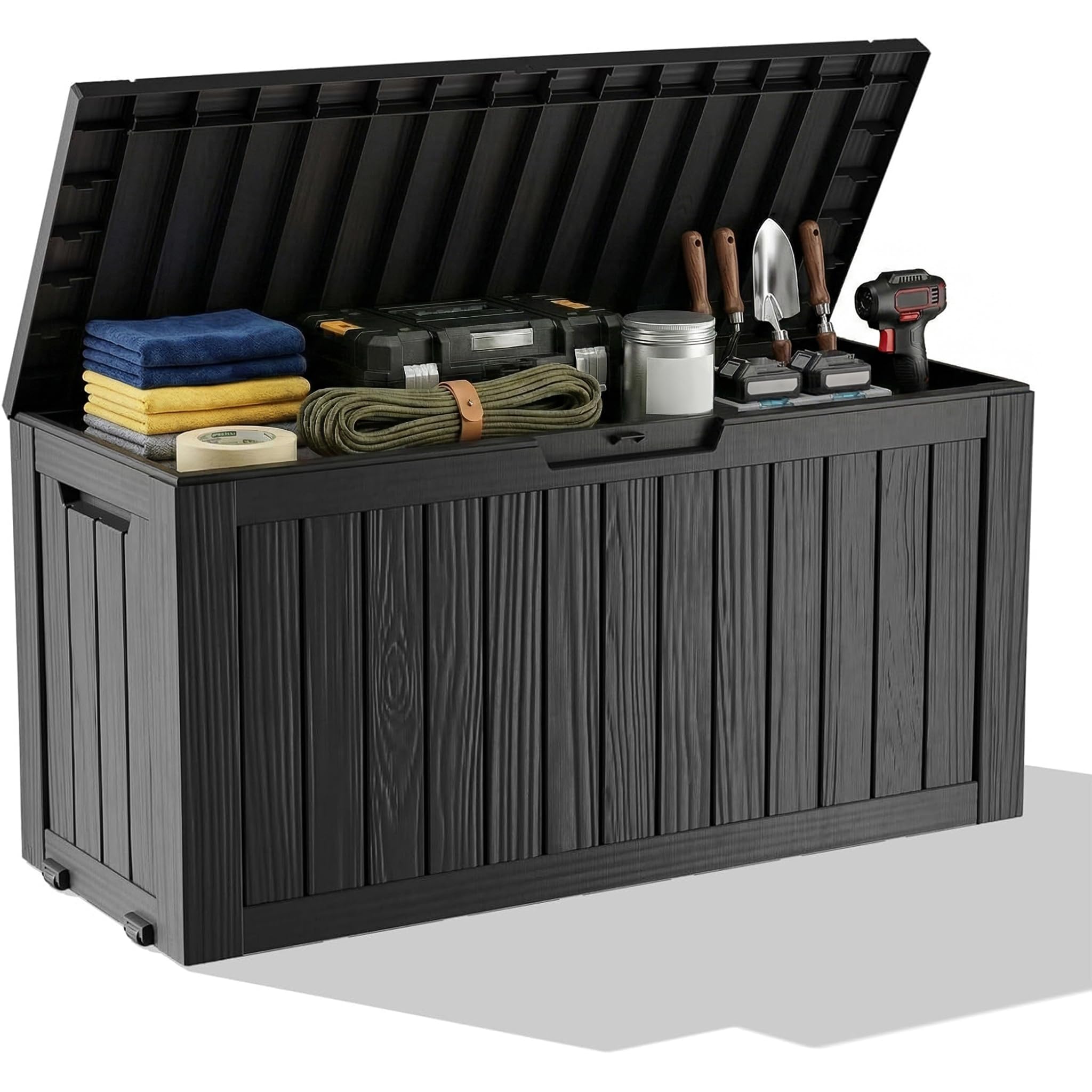 Outdoor Furniture Wood - Contenitore da Esterno Impermeabile in Resina,