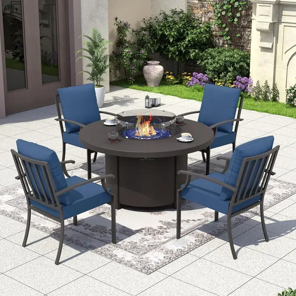 Outdoor Furniture With Fire Pit Table - Set di Mobili da Esterno a