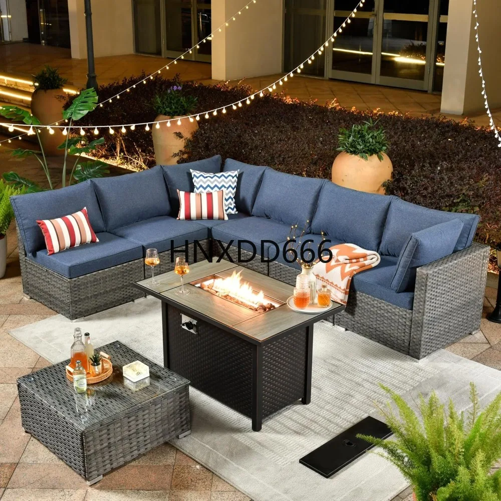Outdoor Furniture With Fire Pit Table - Set di Mobili da Esterno a