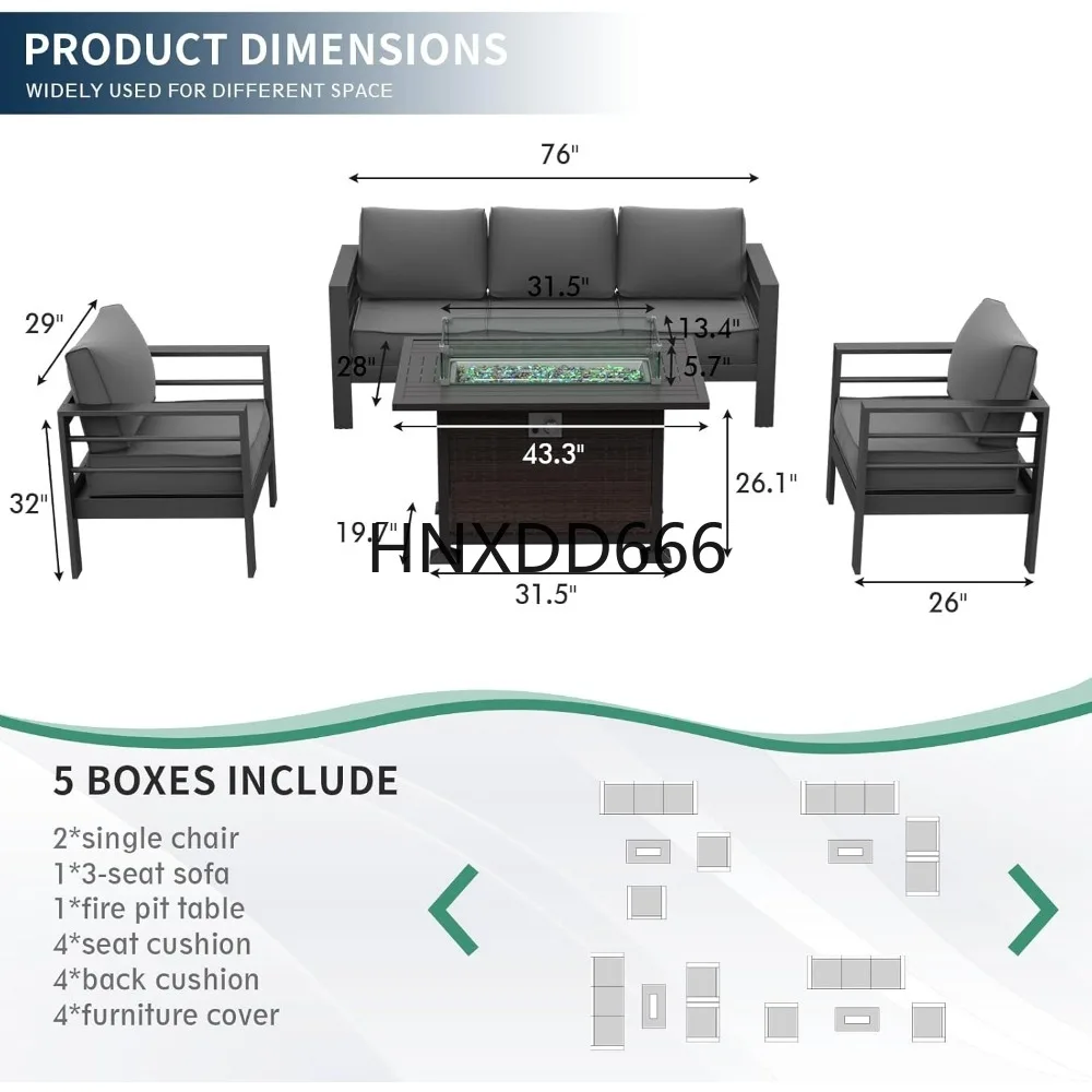 Set di Mobili da Patio con Tav - Outdoor Furniture With Fire Pit Table recensione e prezzo