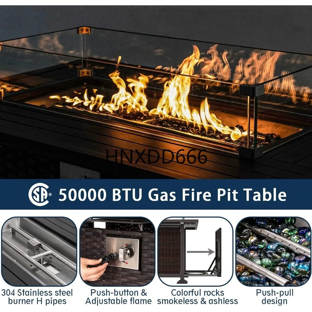 Set di Mobili da Patio con Tav - Outdoor Furniture With Fire Pit Table recensione e prezzo