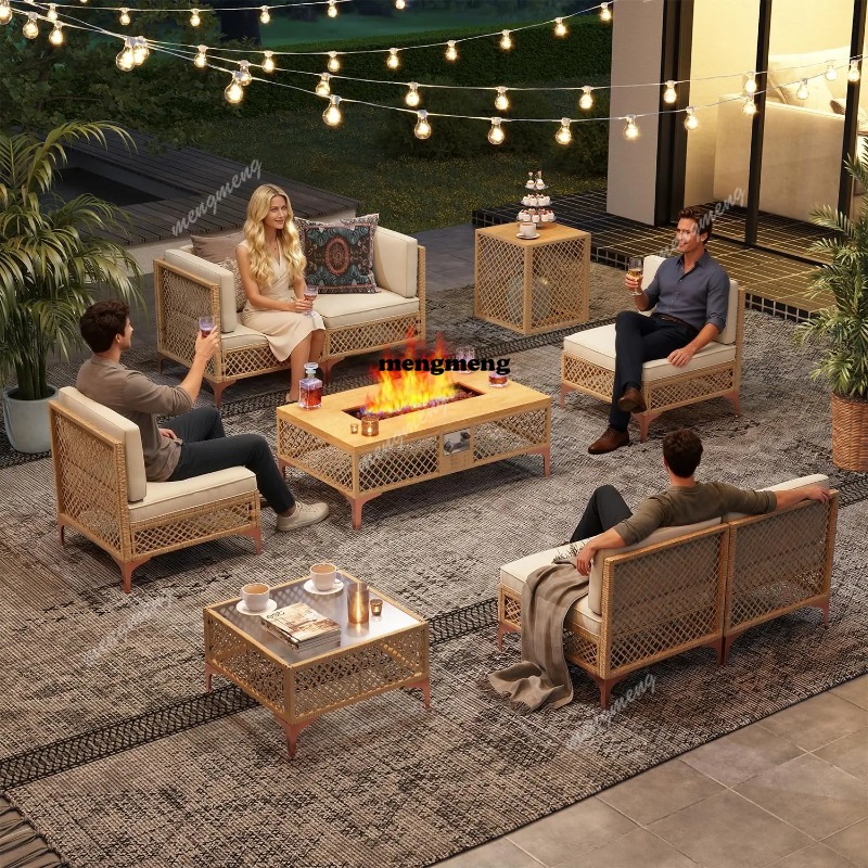 Set di Mobili da Esterno a 9 P - Outdoor Furniture With Fire Pit Table recensione e prezzo