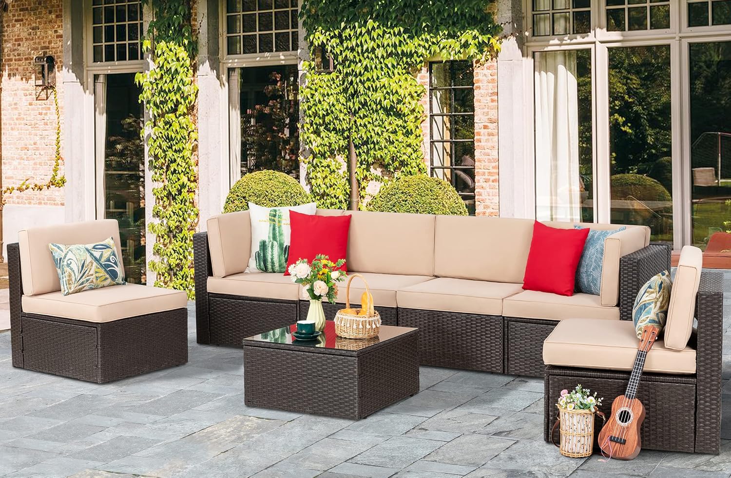 Set di Mobili da Patio a 8 Pez - Outdoor Furniture With Fire Pit Table recensione e prezzo
