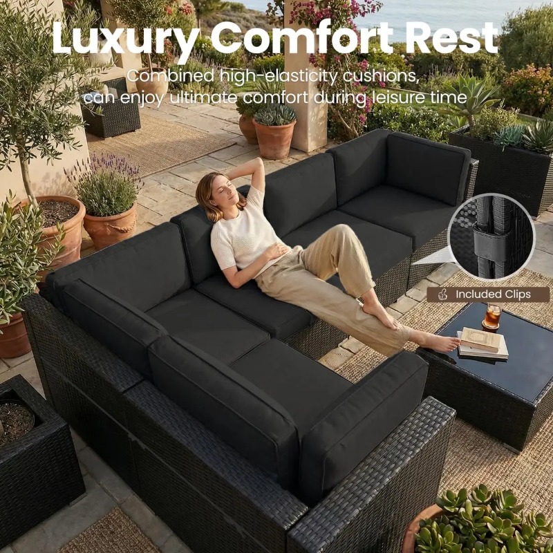 Set Divano Sezionale in Vimini - Outdoor Furniture With Fire Pit Table recensione e prezzo