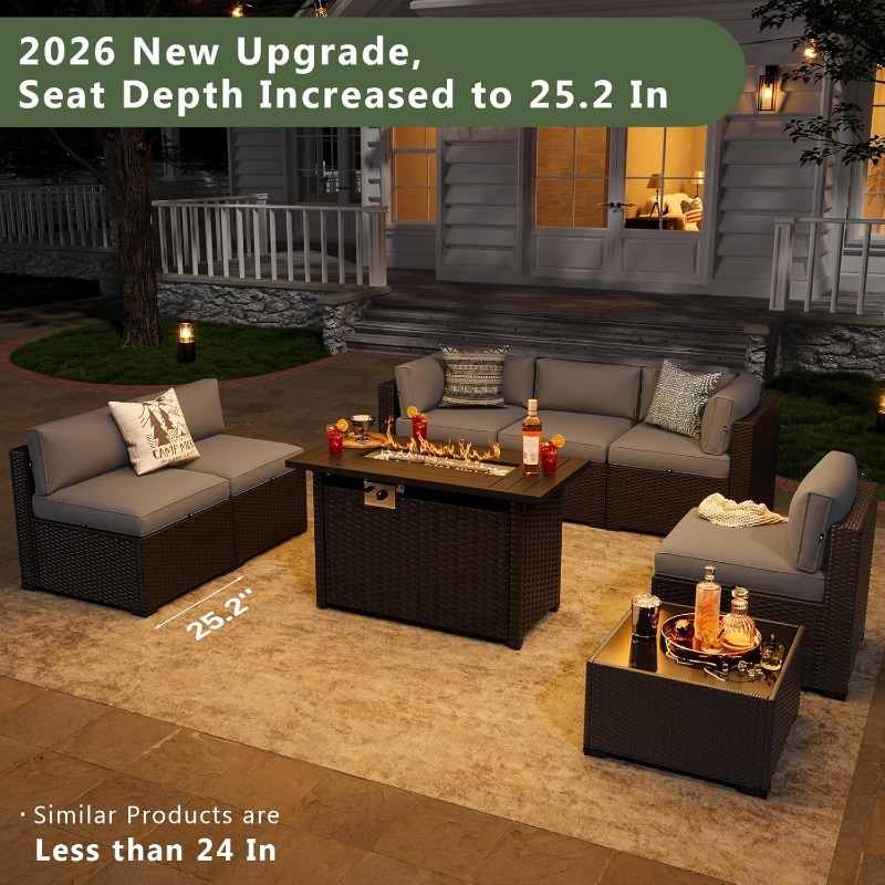Set di Mobili da Patio Aoxun 8 - Outdoor Furniture With Fire Pit Table recensione e prezzo