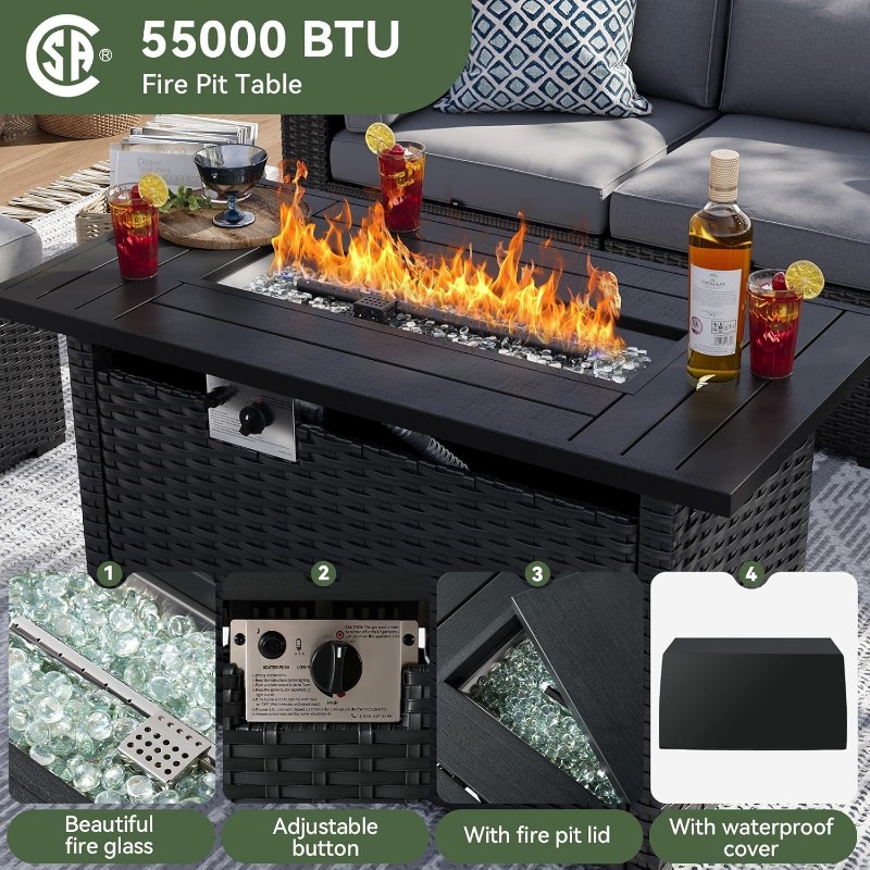 Set di Mobili da Patio Aoxun 8 - Outdoor Furniture With Fire Pit Table recensione e prezzo
